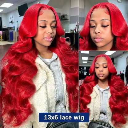 Hot Red 13x6 Hd Lace Frontal Human Hair Wigs Brazilian Colored Body Wave Lace Front Wig 13x4 4x4 5x5 Closure Wig For Women