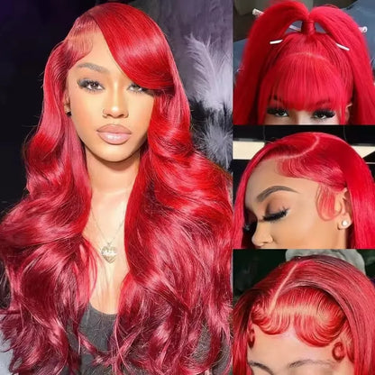 38 40 Inch Hot Red 13x6 Hd Lace Frontal Wigs Human Hair Wig Brazilian Red Colored Body Wave 13x4 Lace Front Wig For Black Women