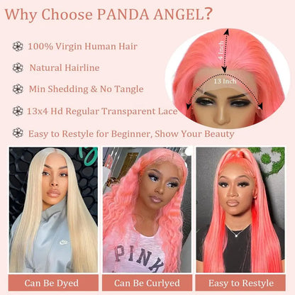 Pink 13x6 Hd Straight Lace Front Wig Human Hair 30 Inch Pink Lace Front Wig Human Hair For Black Women Pre Plucked 200% Density
