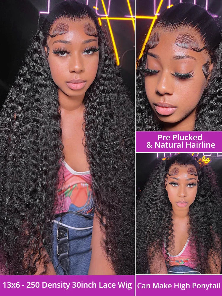 Deep Wave Hd Lace Front Human Hair Curly Wigs