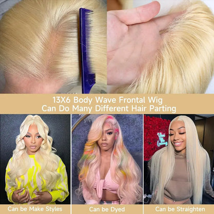 613 Body Wave Human Hair Wig 13x6 Hd Lace Frontal Wig Pre Plucked Brazilian 30 inch Blonde 613 Lace Front Wigs 13x4 Lace Wig