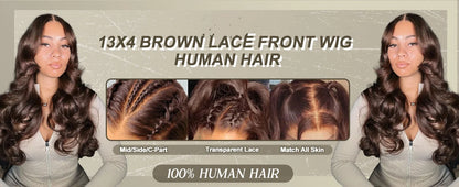 13x4 Chocolate Brown Body Wave Lace Front Wig 30 36 Inch 100% Brazilian Human Hair Wigs Lace Front Wig 13x6 Brown Wig For Women