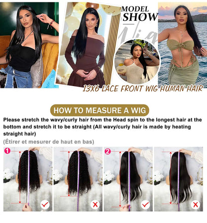 Bone Straight Lace Front Wigs Human Hair Brazilian 13x4 13x6 5x5HD Transparent Lace Frontal Wigs For Women 40 Inches 220 Density