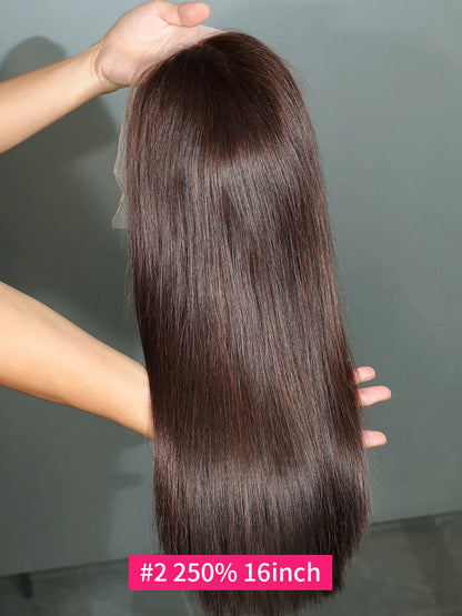 #2 Brown Chocolate Color 250 Density Lace Frontal Wig Human Hair Raw Vietnamese Double Drawn 13x4 Bob Lace Front Human Hair Wigs