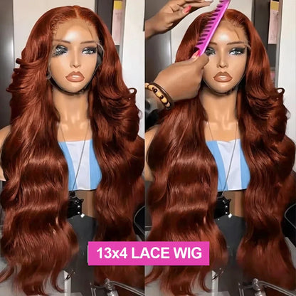 Reddish Brown 13x4 13x6 Lace Front Wigs Human Hair Pre Plucked 250 Density Body Wave Colored Human Hair Lace Frontal Human Wig