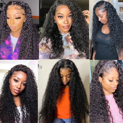 Curly 4x4 5x5 Glueless Lace Front Wig 220 Density Natural Color Deep Wave Pre Cut Brazilian HD Lace wigs Water Wave Human Hair