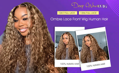 32 36 Inch Highlight Wig Human Hair Deep Wave 13X6 Hd Lace Frontal Wig 13X5 4/27 Ombre Brown Blonde Lace Front Wigs For Women