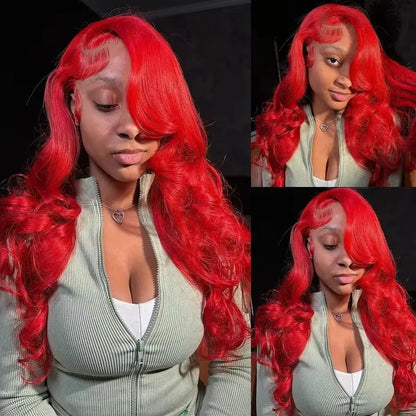 38 40 Inch Hot Red 13x6 Hd Lace Frontal Wigs Human Hair Wig Brazilian Red Colored Body Wave 13x4 Lace Front Wig For Black Women