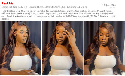 46 Inches Body Wave #4 Chocolate Brown 13x6 HD Lace Frontal Wigs  #4 Colored  Chocolate Brown Human Hair Wigs For Women hair