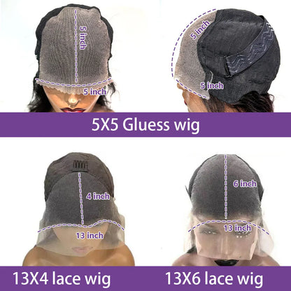Bone Straight Lace Front Wigs Human Hair Brazilian 13x4 13x6 5x5HD Transparent Lace Frontal Wigs For Women 40 Inches 220 Density