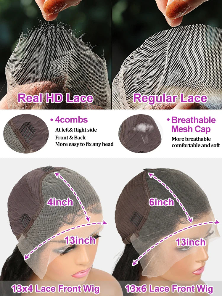 Deep Wave Hd Lace Front Human Hair Curly Wigs
