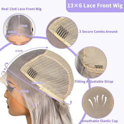 Cream Blonde Straight 100% Real Human Hair Wig Ash Blonde 200% Density Salon Hair Coloring Wig 13x6 Lace Front Wig For Women