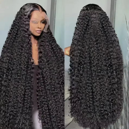 Transparent Lace Front Human Hair Deep Curly Wigs